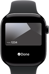 Apple Pay on Apple Watch Series 10, featuring a credit card on screen